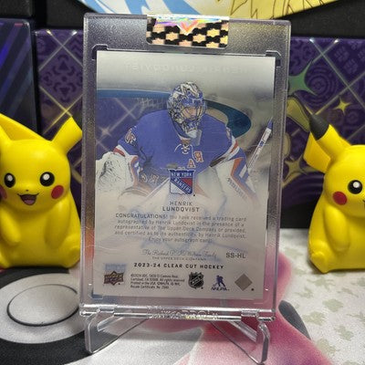 2023-24 Upper Deck Clear Cut Sweet Shot Blue Auto Henrik Lundqvist 22/25 Rangers