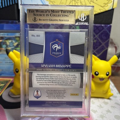 2018 KYLIAN MBAPPE PANINI PRIZM WORLD CUP #80 BGS 9.5 GEM MINT RC FRANCE