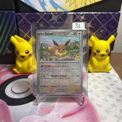 Eevee 074/131 - 2025 Pokemon Day Promo Card Cosmo Holo Prismatic Evolutions - NM