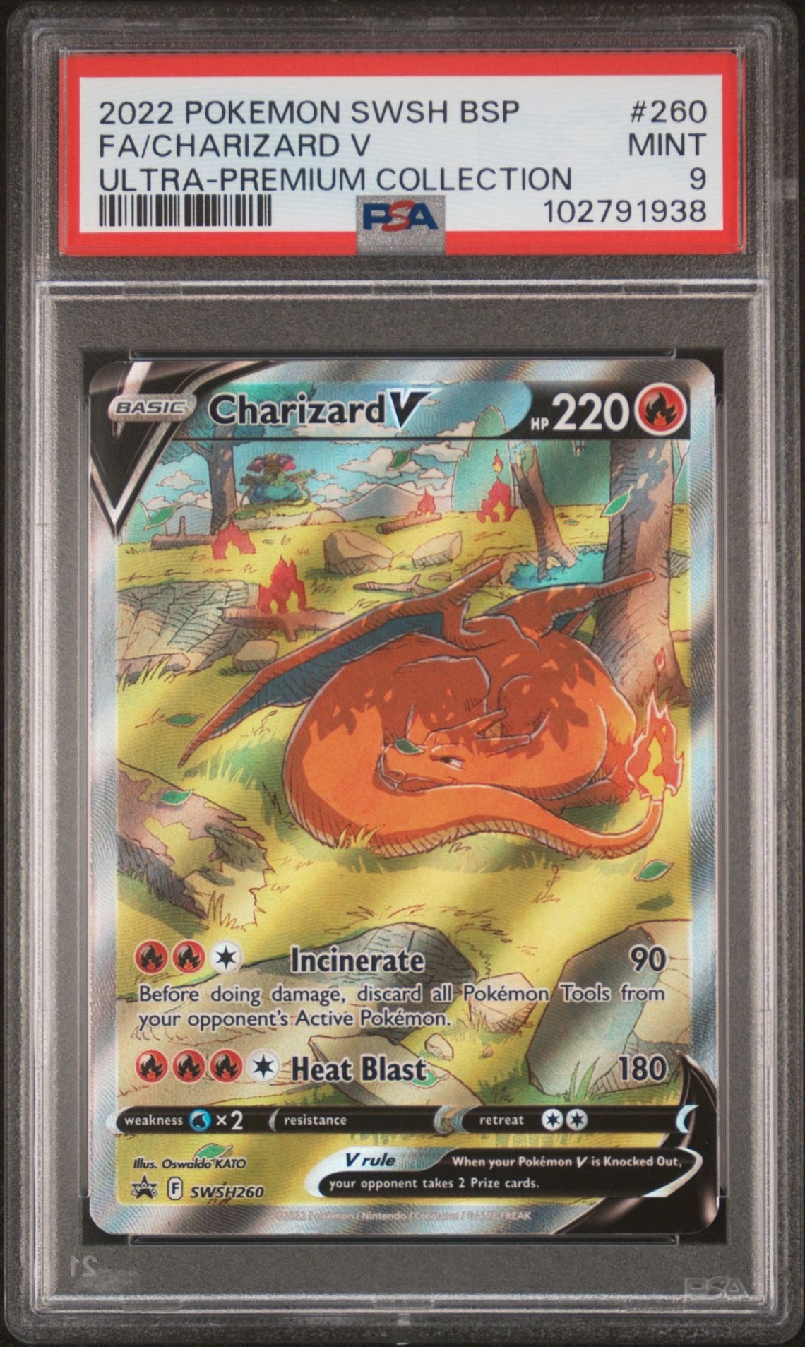 2022 POKEMON SWSH BLACK STAR PROMO | SWORD & SHIELD ULTRA-PREMIUM COLLECTION-CHARIZARDFULL ART/CHARIZARD V 260 - PSA 9