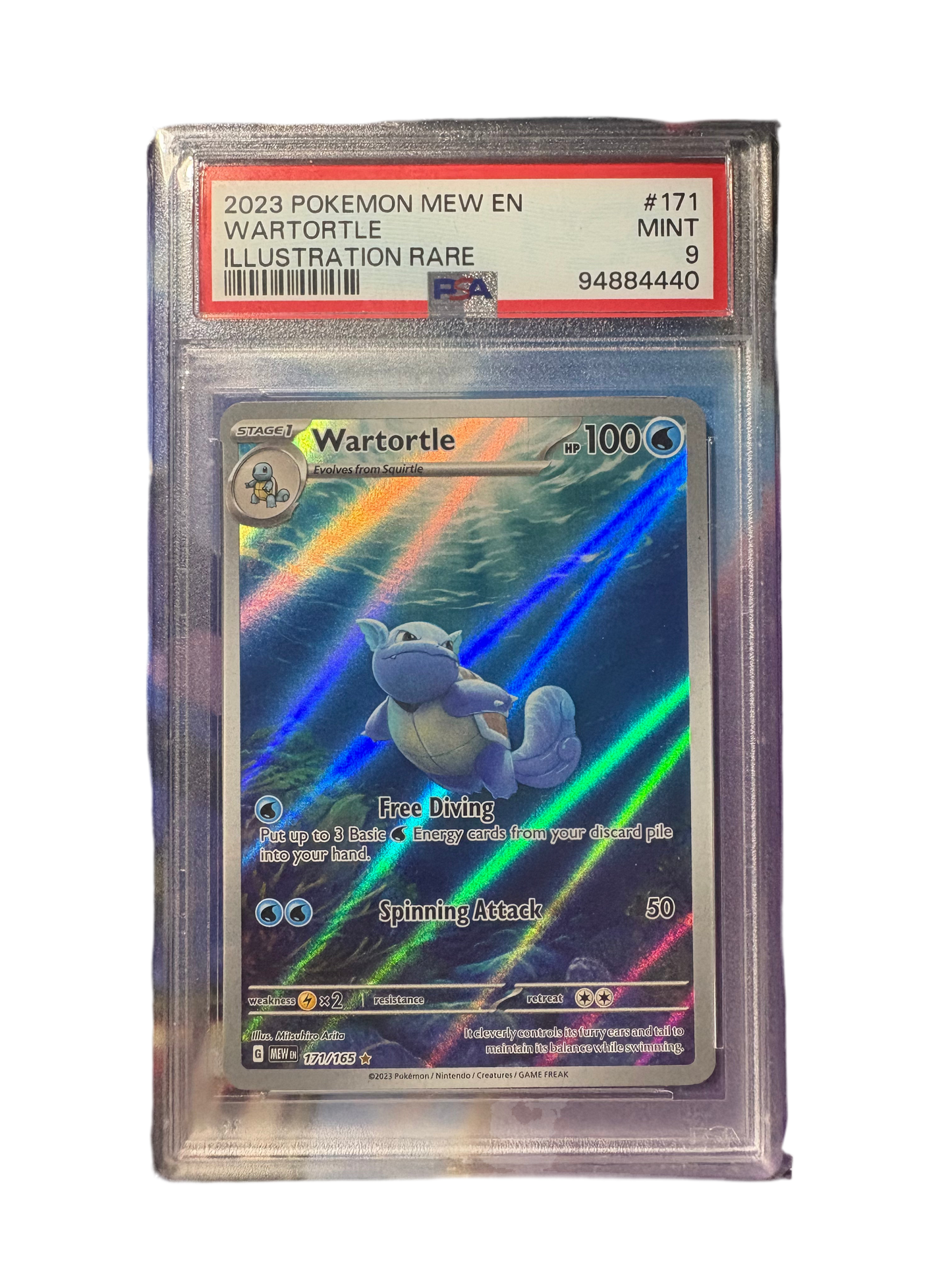 Wartortle Illustration Rare – 2023 Pokémon Mew – PSA 9