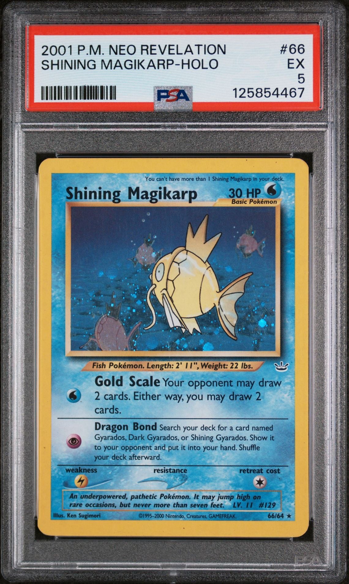 2001 POKEMON NEO REVELATIONSHINING MAGIKARP-HOLO 66 - PSA 5
