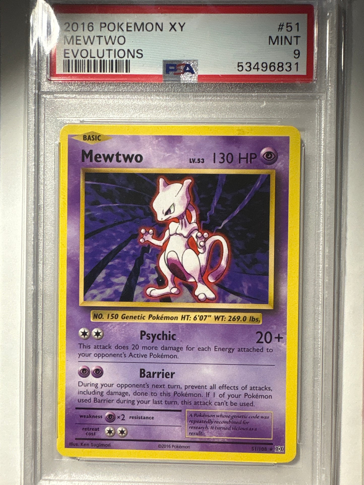 Mewtwo – 2016 Pokémon XY Evolutions – PSA 9
