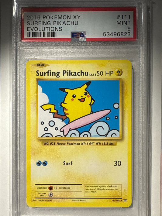 Surfing Pikachu – 2016 Pokémon XY Evolutions – PSA 9
