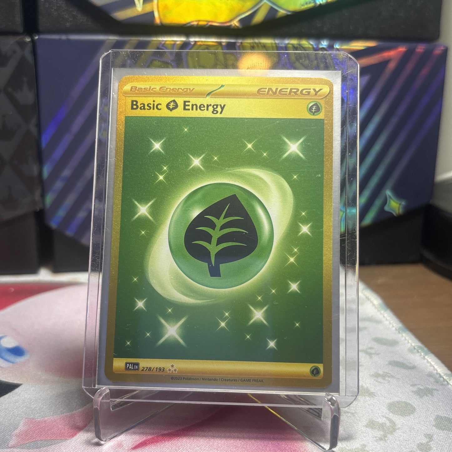 Basic Grass Energy #278 278/193 Paldea Evolved Gold Hyper Rare Pokemon Card - NM